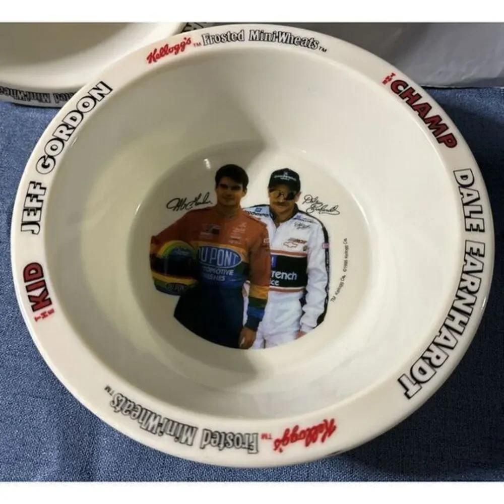 Dale Earnhardt Jeff Gordon‎ Kellogg's Frosted Mini Wheats Promotional Bowls 1995